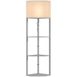 HOMCOM Corner Floor Lamp with Shelves, Modern Tall Standing Lamps for Living Room, Bedroom, with Pull Chain Switch Bulb not Included, Light Grey