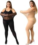 MANZI Women's 2 Pairs Plus Size Control Top Ultra-Soft Casual Tights XXXL