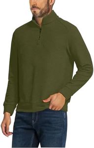Hakubeby Men's Quarter Zip Up Pullover Fleece Long Sleeve Shirts Classic Polo Knit Sweater Casual Thermal 1/4 Zip Mock Neck Pullover Goft Coat Green XX-Large