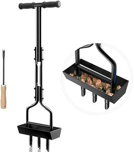 vanpein Lawn Aerator, Coring Manual Hollow Tine Aerator with Soil Column Collection Box, Core Aerating Tool, Heavy Duty Aeration for Compacted Soils and Lawns to Prevent Compaction, Black