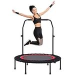 Sportneer 40" Foldable Mini Fitness Trampoline, Rebounder Trampoline with Height Adjustable Handle, Exercise Trampoline for Kids and Adults Indoor&Outdoor, Stable and Quiet