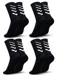 HUANLANG Grip Socks Soccer,4 Pairs Anti Slip Non Slip Socks Mens Grip Pads Socks for Football Soccer Basketball Yoga Sports