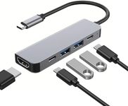 USB C Hub 5 in 1 Multiport Adapter 4K HDMI, 100W Power Delivery, USB Type C, 2 USB-A Data Ports, USB C Dongle for MacBook Pro/Air, iPad Pro, iMac, iPhone 15 Pro/Pro Max, Thinkpad, XPS