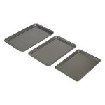 GoodCook Nonstick Steel 3-Piece Cookie Sheet Set, Gray, Small, Medium, Large