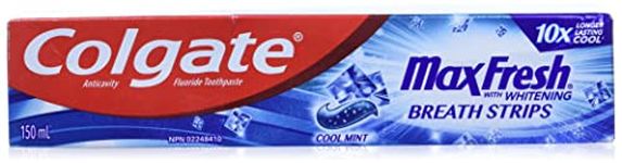 Colgate MaxFresh Toothpaste with Breath Strips, Cool Mint, 150 Milliliters