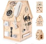 Potatomato Montessori Wooden Busy House - Busy Board Toy for Toddlers - Preschool Learning Educational Toys - Sensory Board for Fine Motor Skills, Gifts for Babys Boys & Girls