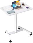 MPETAPT 28 Inch Height Adjustable Laptop Sit Stand Desk with Wheels, Adjustable Rolling Standing Laptop Mobile Desk Cart Coffee Table (White)