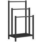 HOOBRO Freestanding Towel Rack, 3 Tier Blanket Ladder Holder for Bathroom, 43 x 28 x 81 cm, Metal Rack, Industrial Drying and Display Rack with Shelf, Black BB03LB01