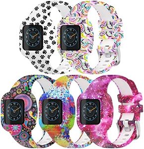 Intended for Garmin Vivofit JR 3 Bands for Kids 4+, Printing Pattern Soft Silicone Wristbands Sweat Resistant Bracelet Sport Strap for Vivofit jr. 3 Fitness Tracker (5color)