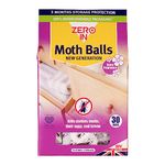 Zero In New Generation Moth Balls - 30-Pack. Place in Wardrobes, Cupboards and Drawers to Kill Clothes Moths, Eggs and Larvae. Fragranced