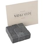 GOURMEO Natural Soapstone Reusable Ice Cubes, Whiskey, Cold Stones Set of 9 Pieces