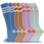 fenglaoda 8 Pairs Compression Socks for Men & Women 20-30 mmHg Knee High Nurse Pregnant Running Medical and Travel Athletic, 13-8 Pairs, Small-Medium