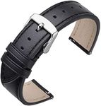 ANNEFIT Watch Straps 24mm - Classic Oil Wax Leather Quick Release Watch Band with Stainless Silver Buckle (Black)