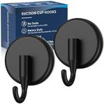 MOTAIPEAK Suction Cup Hooks for Shower, Shower Hooks for Inside Shower,Mounting on Glass Shower Doors, Tile, Mirrors, Metals,Hooks for Hanging Towels, Robe, Loofah, Jackets-Black(2 Pack)