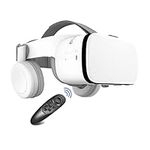 Thafikzi Virtual Reality Headset for Phones 3D VR Glasses with Remote Controller for Movies & Games Metaverse Goggles with Bluetooth Headset, Compatible with iPhone/Android Phones (White)