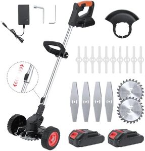 Electric Weed Eater, Foldable Cordless Weed Wacker Battery Powered, 3-in-1 Lightweight String Trimmer/Edger Lawn Tool/Brush Cutter with Adjustable Length & 3 Types Blades