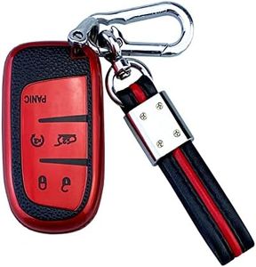 ShuDay Key Fob Case Cover Compatible With Jeep Grand Cherokee Renegade Compass Chrysler 200 300 Dodge Ram RAM Durango Charger Challenger Journey Darts Fiat Accessories(Red Suit)