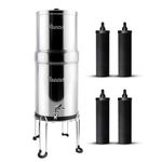 RAMA Gravity Water Filter, 12L Storage (24L Total Capacity) | 304 Stainless Steel Water Purifier for Home | 10-Year Warranty, 4 Carbon Candles, Stainless Steel Tap & Stand