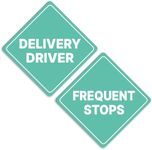 GEEKBEAR Delivery Driver Frequent Stops Car Sign - Sticker or Magnet & Color Options, Weather-Resistant - Diamond Shape 6.8 x 6.8 in (Reflective Magnet, Mint, 2 Pack)