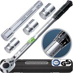 Monzana® Torque Wrench 6 Piece Set | Cr-V Chrome Vanadium Steel | Adjustable 40-210Nm | TÜV Süd GS Safety Tested | 1/2' Drive, 3 Sockets, Extension & Storage Case | Car Motorcycle Tool