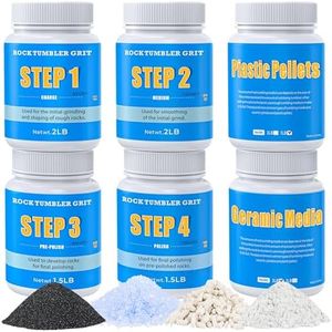 Rock Tumbler Grit and Polish Refill Kit - 10 Pounds. Ultimate Value Pack with Ceramic & Plastic Pellets, Polish Up to 70 lbs. of Rocks, 4-Step Tumbling Media Kit, Compatible with All Rock Tumblers