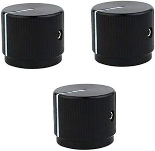 Guyker 3Pcs Guitar Aluminum Alloy Flat Top Control Knobs Dia. 6mm(0.24") Shaft Pots - Dome Tuning Potentiometer Knob Replacement Part for Electric Guitar or Precision Bass, black