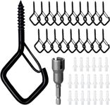 Ticway 20 Pcs Screw in Hooks with Safety Buckle - Black Metal Ceiling Hooks,Outdoor Garden Hooks - Hooks for Hanging Plants, Cup, Fairy Light, Birdcage, Christmas Decor, Wind Chimes (Black)