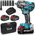 Uaoaii 1000Nm(738ft-lbs) Cordless Impact Wrench High Torque, 1/2 Battery Impact Gun w/ 2X 4.0Ah Batteries, Fast Charger, 5 Sockets & Storage Box, Electric Impact Wrench for Truck RV Mower, IW800