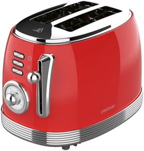 Cecotec Grille-Pain Vertical 2 Fentes Courtes Toast&Taste 800 Vintage Light Red. 850 W, 2 Tranches de Pain, Fentes Extra-Larges de 3,8 cm, Finitions en Acier Inoxydable, Style Vintage, Rouge