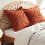 Bedsure Euro Sham Pillow Covers, Decorative Boho Throw Pillow Covers for Bed Pillows, Square Pillow Covers for Sofa and Couch, Ultra Soft and Breathable Pillow Cases, Terracotta, 26x26 Inches