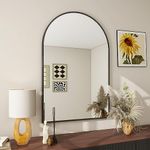 BEAUTYPEAK 20"x30" Arch Bathroom Mirror, Wall Mounted Mirror, Black Vanity Wall Mirror w/Metal Frame for Bedroom, Entryway, Living Room