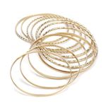 NQEUEPN 12pcs Boho Bangles for Women, Silver Bracelets Stackable Bracelets Trendy Layered Bangles for Women Girls Jewelry Gifts (Golden)