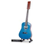 Axman David Bowie Miniature Guitar Replica - Music Gifts - Handmade Ornamental 1/4 Scale - Display Box, Name Tag and Miniature Guitar Stand Included