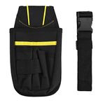 Linkidea Electrician Tool Pouch With Belt Clip, 5 Pocket Organizer Tool Pouch, Small Durable Maintenance Work Pouch With Adjustable Belt For Electrician Technicians - Black