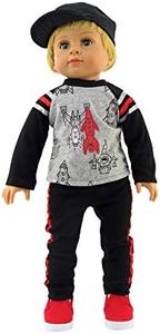 American Fashion World Boy’s Rocket Ship Long Sleeve Shirt and Pant Set Made for 18 inch Dolls Such as American Girl Dolls