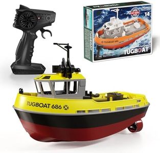 Yoyoom RC Boat, 1/72 RC Tugboat for Pools and Lakes, 2.4Ghz High-Speed Remote Control Boat with LED Lights and Low Battery Alarm for Kids and Adults