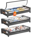 Yecaye 70 L Under Bed Storage with Wheels, 3 Pack Larger Capacity Under Bed Storage Containers, Underbed Shoe Storage Organizer, Rolling Under Bed Metal Drawers for Clothes, Blankets, Hemp Grey