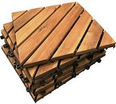 CLICK-DECK HARDWOOD Decking Tiles - Patio, Balcony, Roof Terrace, Square, Clip, Easy Flooring, Cheap Prices For Large Quantities (144x Hardwood Diagonal Decking Tiles)