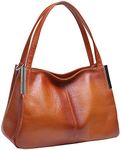 HESHE Genuine Leather Handbags and Purse for Women Tote Bags Shoulder Bag Satchel Designer Purses, Sorrel, L