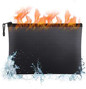 Fireproof Document Bags, Large FC/Legal/A4 Size Waterproof and Fireproof Money Bag,Fire Proof Safe Storage Pouch with Zipper for Document Holder,File,Cash,Tablet,Passport,Jewelry,Valuables Box