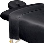 ForPro Professional Collection Premium Microfiber 3-Piece Massage Sheet Set, Black, Ultra-Light, Stain, and Wrinkle-Resistant Includes Massage Flat and Fitted Sheet and Massage Face Rest Cover