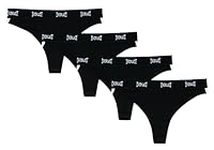 Everlast womens Everlast Cotton Spandex Underwear Comfortable 4 Pack (Regular size) Thong Panties, COM D: Black, Black, Black, Black, Medium US