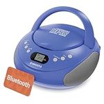 Portable Bluetooth CD Boombox with FM radio | CD, CD-R, CD-RW | 30 Presets | Easy Controls, LED Display, Headphone Jack | OAKCASTLE CD250 (Blue)