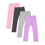 Kids Girls Leggings 4 Pack Multicolor Full Length Lightweight and Comfortable Pant Trouser Girl Active Leggings 5-6Years（110）