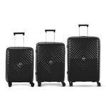 VIP Quad Active 3 Pc Set Cabin 55 cm (Small) Check-in 66 cm (Medium) Check-in 75 cm (Large) 8 Wheels Trolley Bags for Travel, Hard Case Lightweight Bag & Combination lock,suitcase for travel (Black)