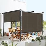 Windscreen4less Exterior Roller Shade Outdoor Patio Roll Up Shade Blinds for Porch Pergola Deck Backyard 6’ W x 6’ L Brown