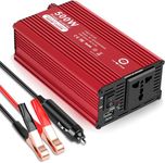 500 Watt Power Inverter 12 V DC to 220 V AC Converter Adapter Car Plug Socket with Fast Charging Ports and 2 AC Outputs, 12 Volt Battery Inverter Car Cigarette Lighter