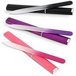 3 Pack Crystal Glass Nail File with Case, Glass Fingernail File for Natural Nail Professional Manicure Nail Tool Czech Glass File Double-Sided Etched Gentle Nail Care