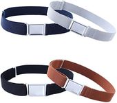 Kajeer 4PCS Kids Boys Adjustable Magnetic Belt - Big Elastic Stretch Belt with Easy Magnetic Buckle (Navy Blue/Grey/Black/Brown)