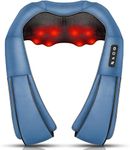 Neck Massager with Heat, Shiatsu Back Neck and Shoulder Massager, Electric Deep Tissue 4D Kneading Massage, Use at Home, Office, Car- Best Gifts for Women Men Mom Dad (blue)